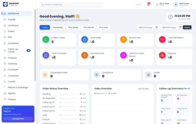Banik360 admin dashboard on the web